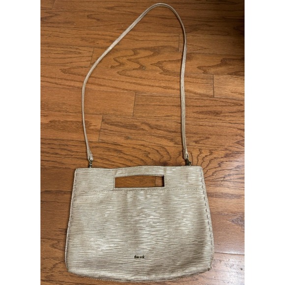 THE SAK Linden Leather Crossbody Clutch Handbag Gold Metallic Removable Strap - Picture 3 of 14